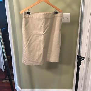 Khaki pencil skirt lined zip back small walking slit